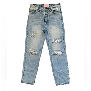 Revice Denim Destroyed High Rise Button Fly Straight Jeans Size 27
